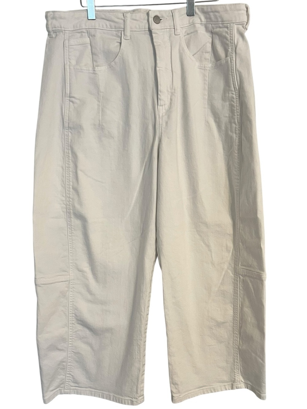 Pilcro White Barrel Utility Jeans Cropped High Rise Carpenter Size 33